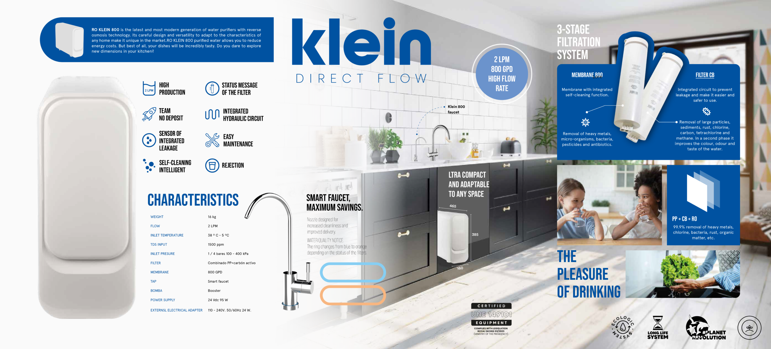 Puricom Direct Flow - Klein 800 GPD direkt átfolyós fordított ozmózis víztisztító - Image 6
